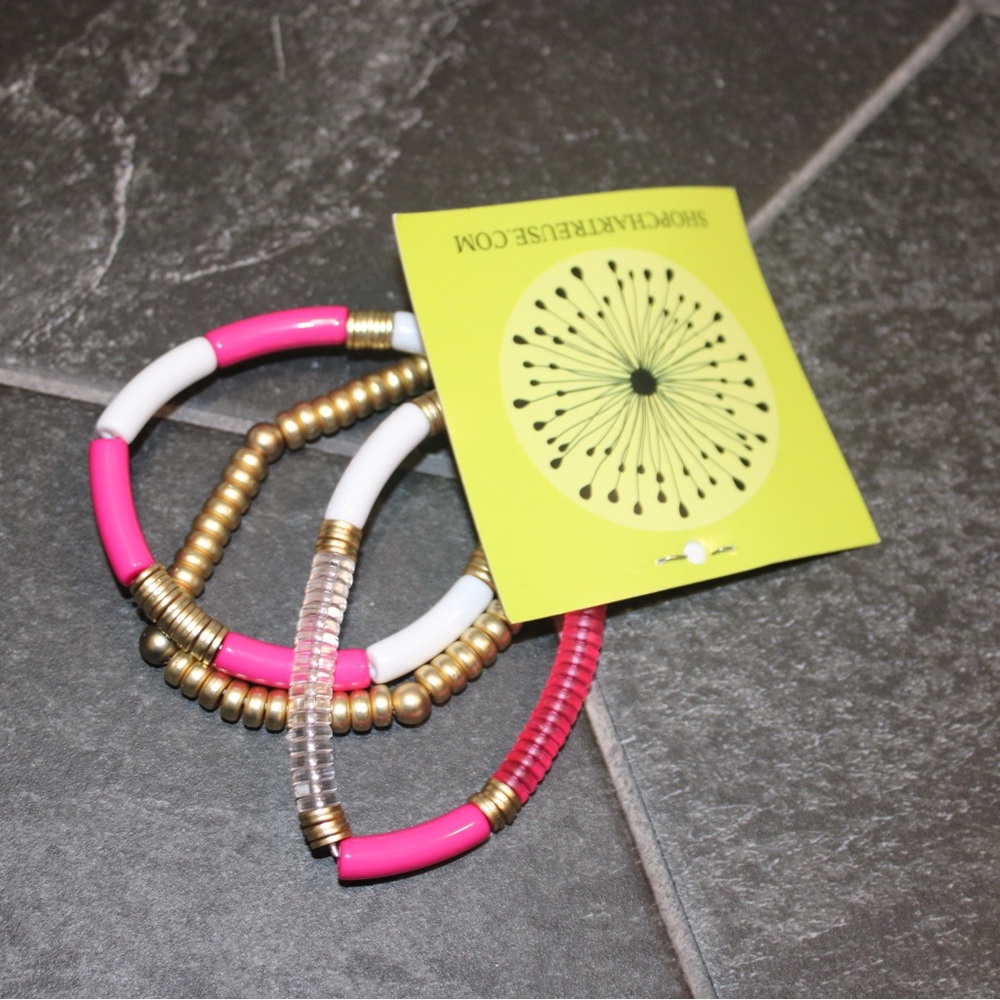 Pink & Gold Bracelet Set — NWT Cute Stackable Bracelets